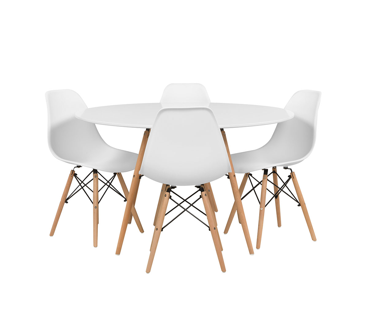 Set replica Eames Mesa 120cm + 4 sillas Blancas
