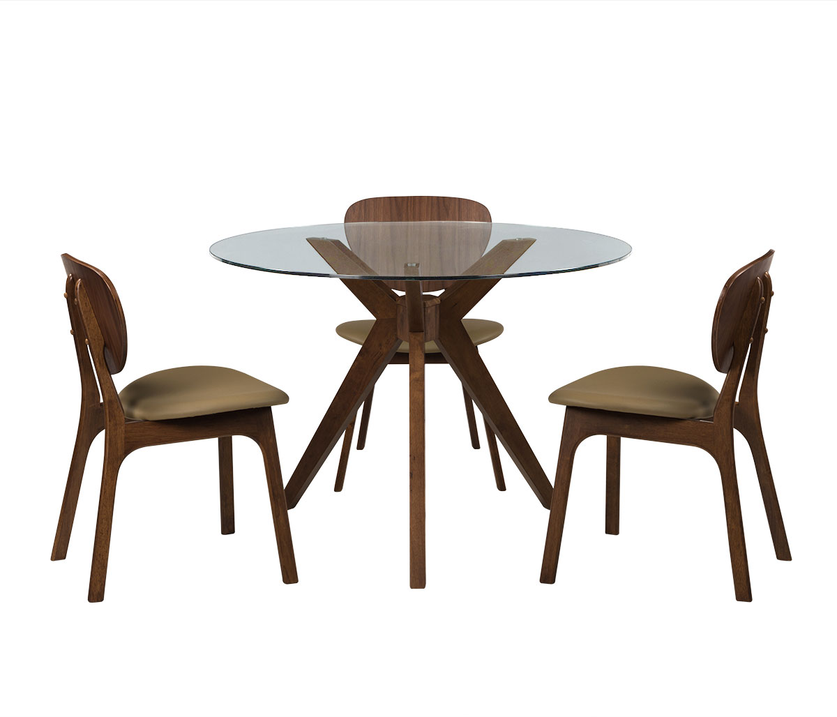 Mesa de comedor Tulum + 3 sillas Castaños - Café