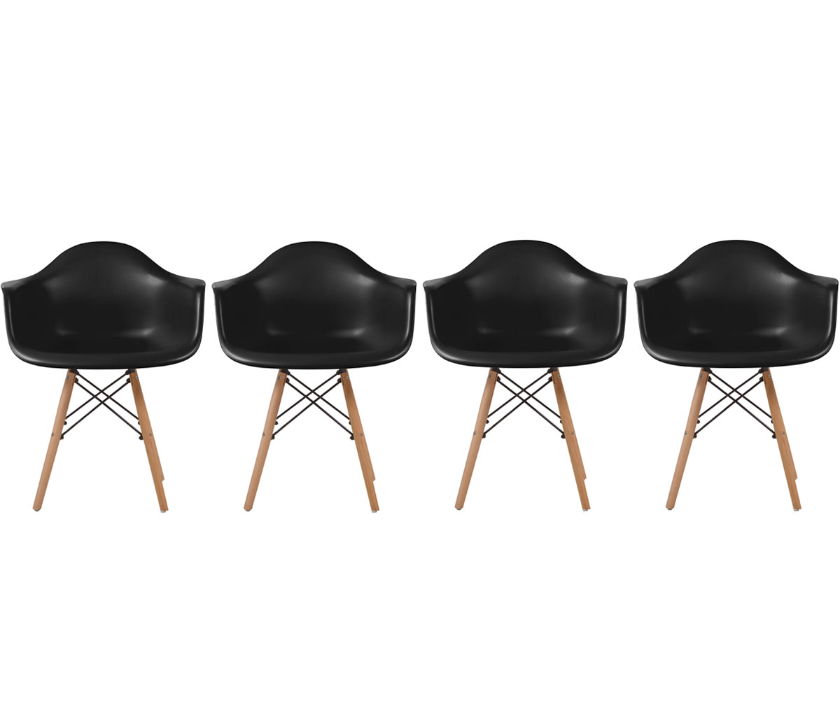 Set de 4 sillas replica Eames Armchair - Negro