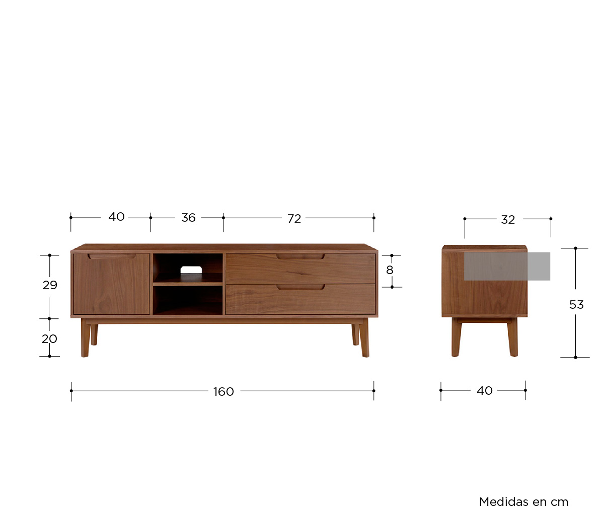 Mueble para tv Talitha 160 cm - Nogal