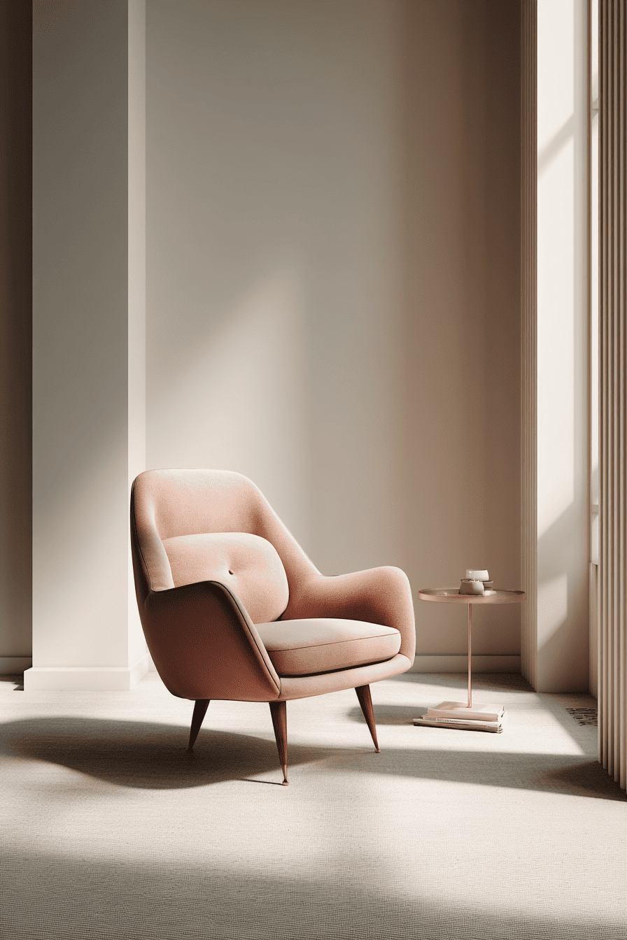 Interior con base clara, muebles ligeros y líneas rectas